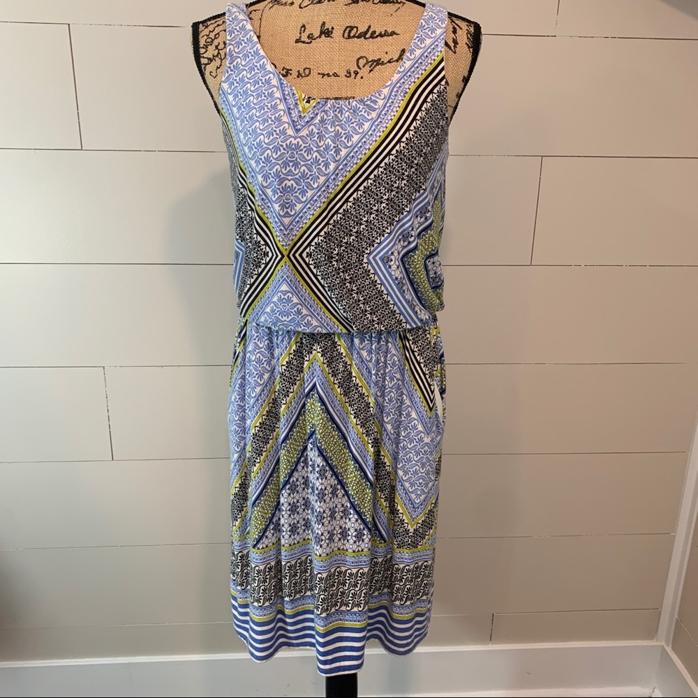 Sangria Cotton Geometric Print Dress M